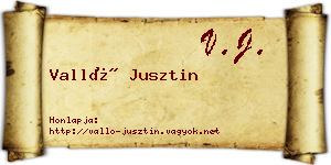 Valló Jusztin névjegykártya